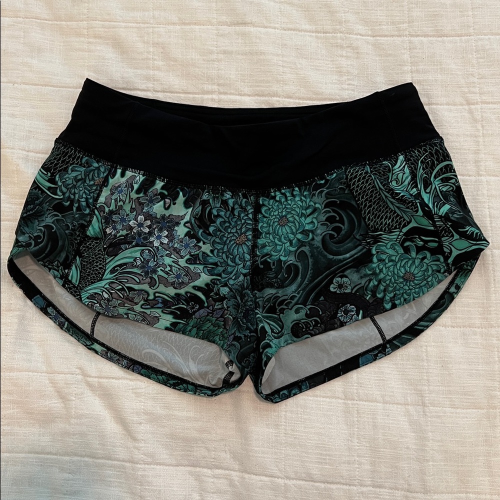 lululemon athletica Black and Green Athletic Shorts
